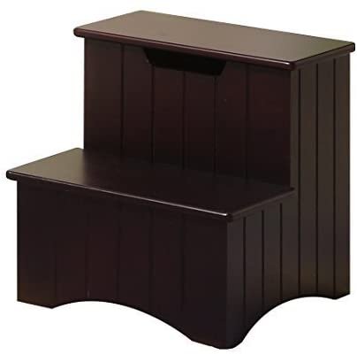 Kings Brand Dark Cherry Finish Wood Bedroom Step Stool