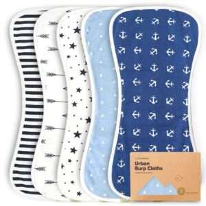 5-Pack Organic Burp Cloths for Baby Boys