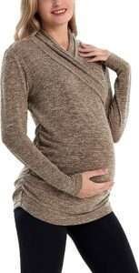 MOMOOD Women's Maternity Long Sleeve Shirt Top Pregnancy Fashionable Sweater